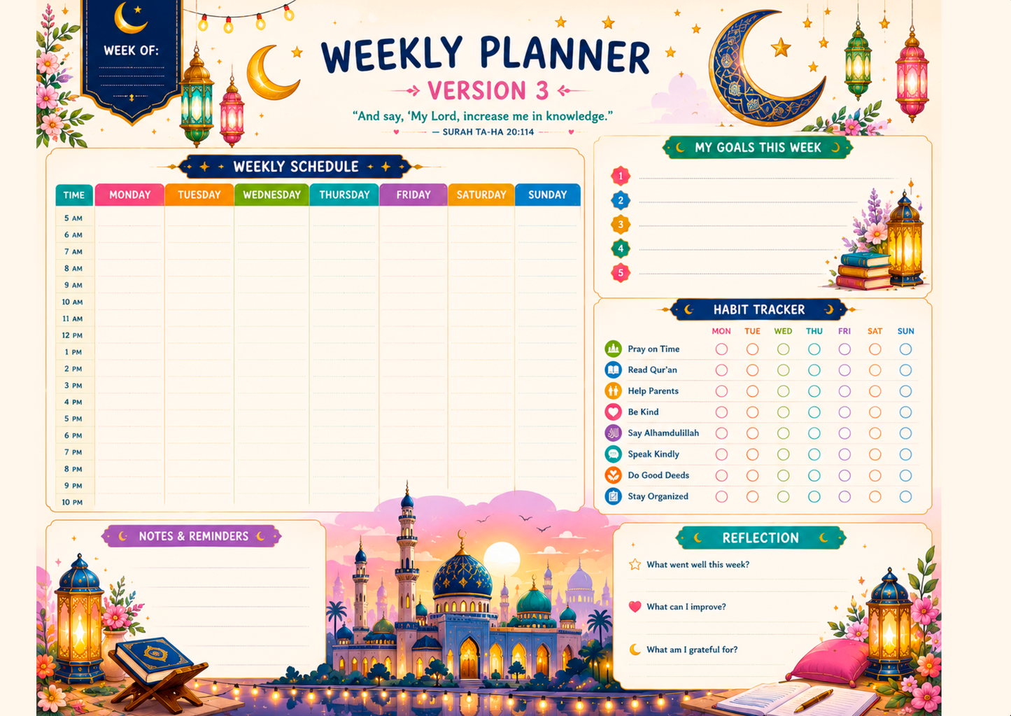 Printable - Islamic Family Planner. Complete Bundle
